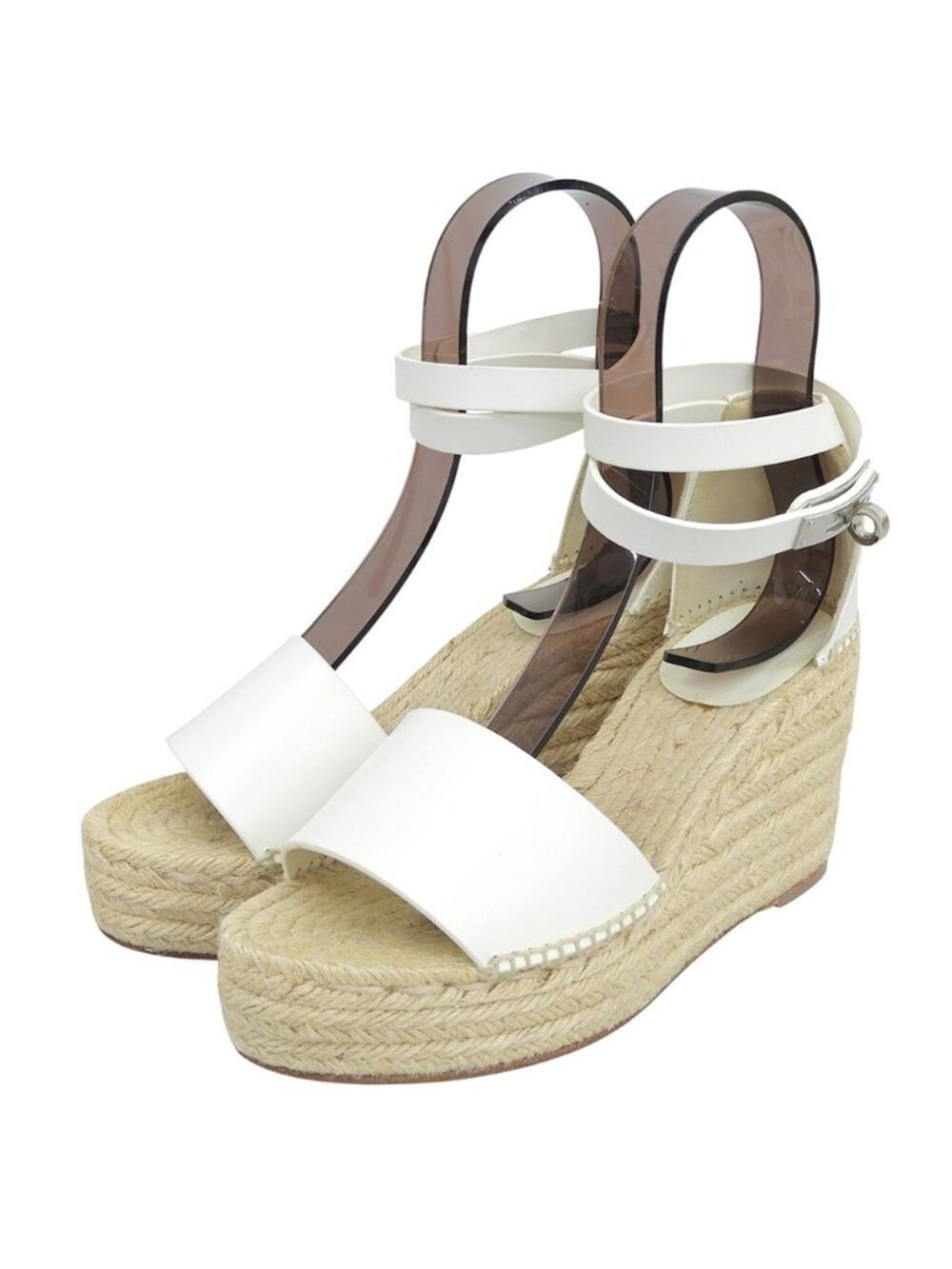 Hermes Ankle Strap Sandals Leather White